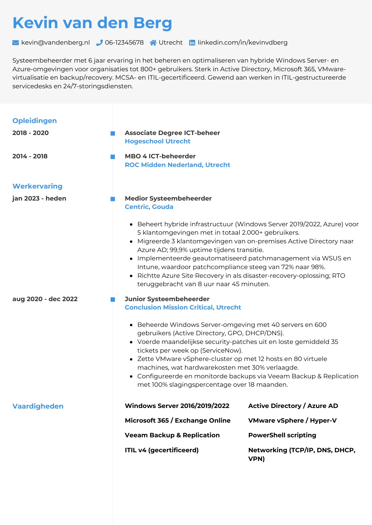 CV Chrono voor systeembeheerder