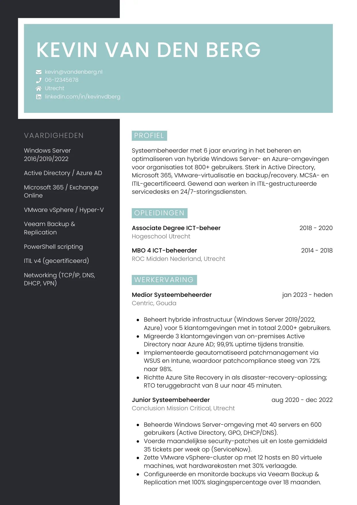 CV Elegant voor systeembeheerder