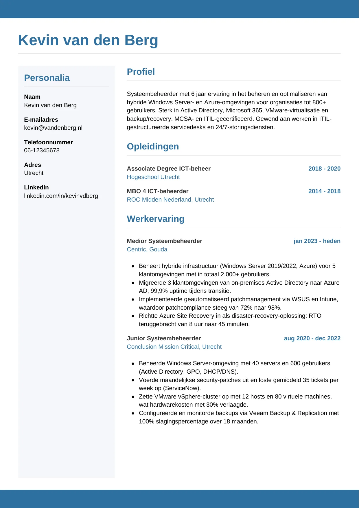 CV Horizontaal voor systeembeheerder