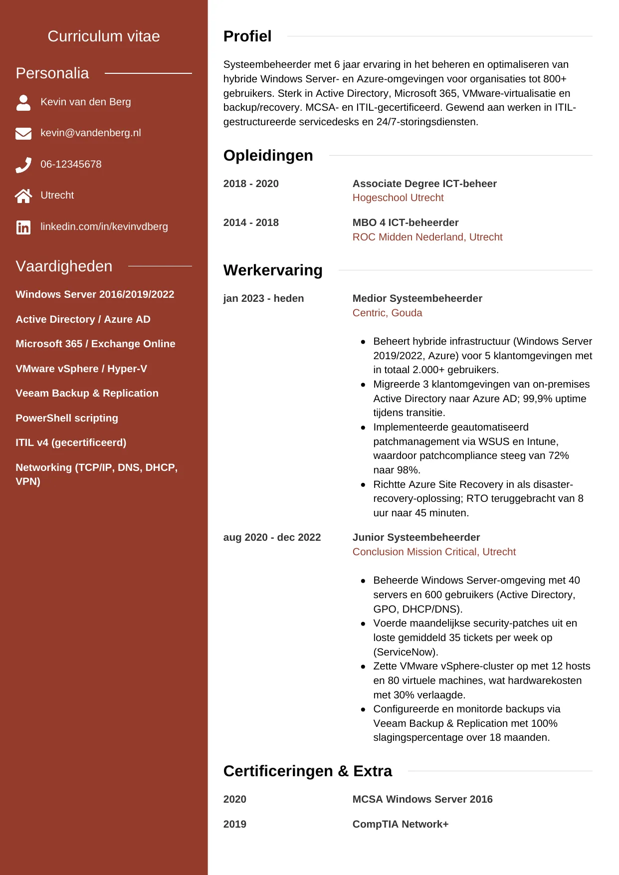 CV Modern voor systeembeheerder