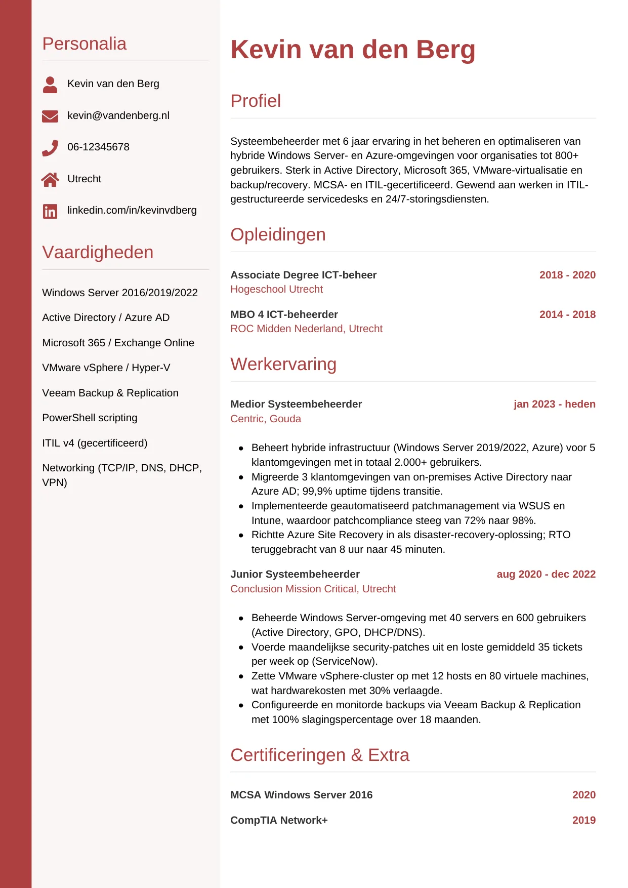CV Verticaal voor systeembeheerder