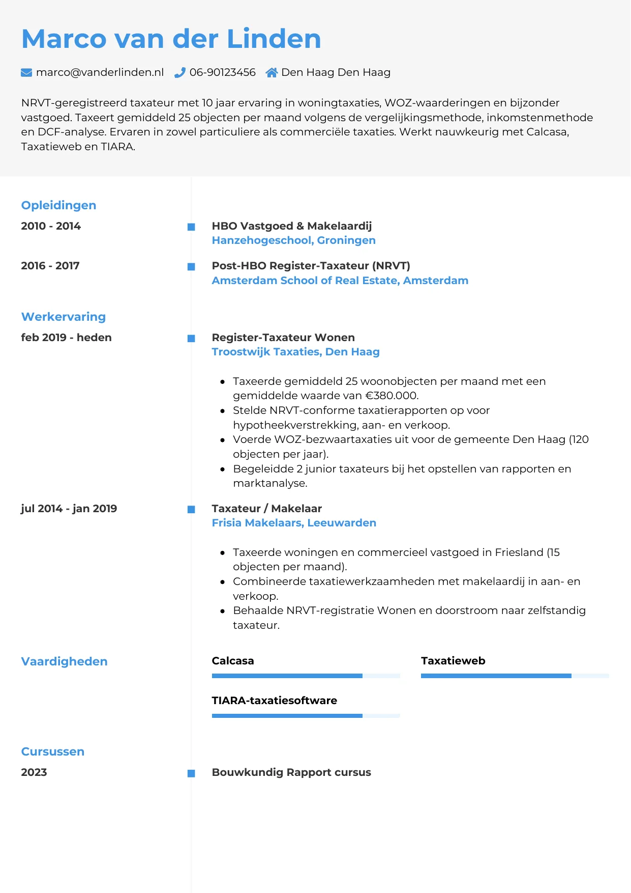 CV Chrono voor taxateur