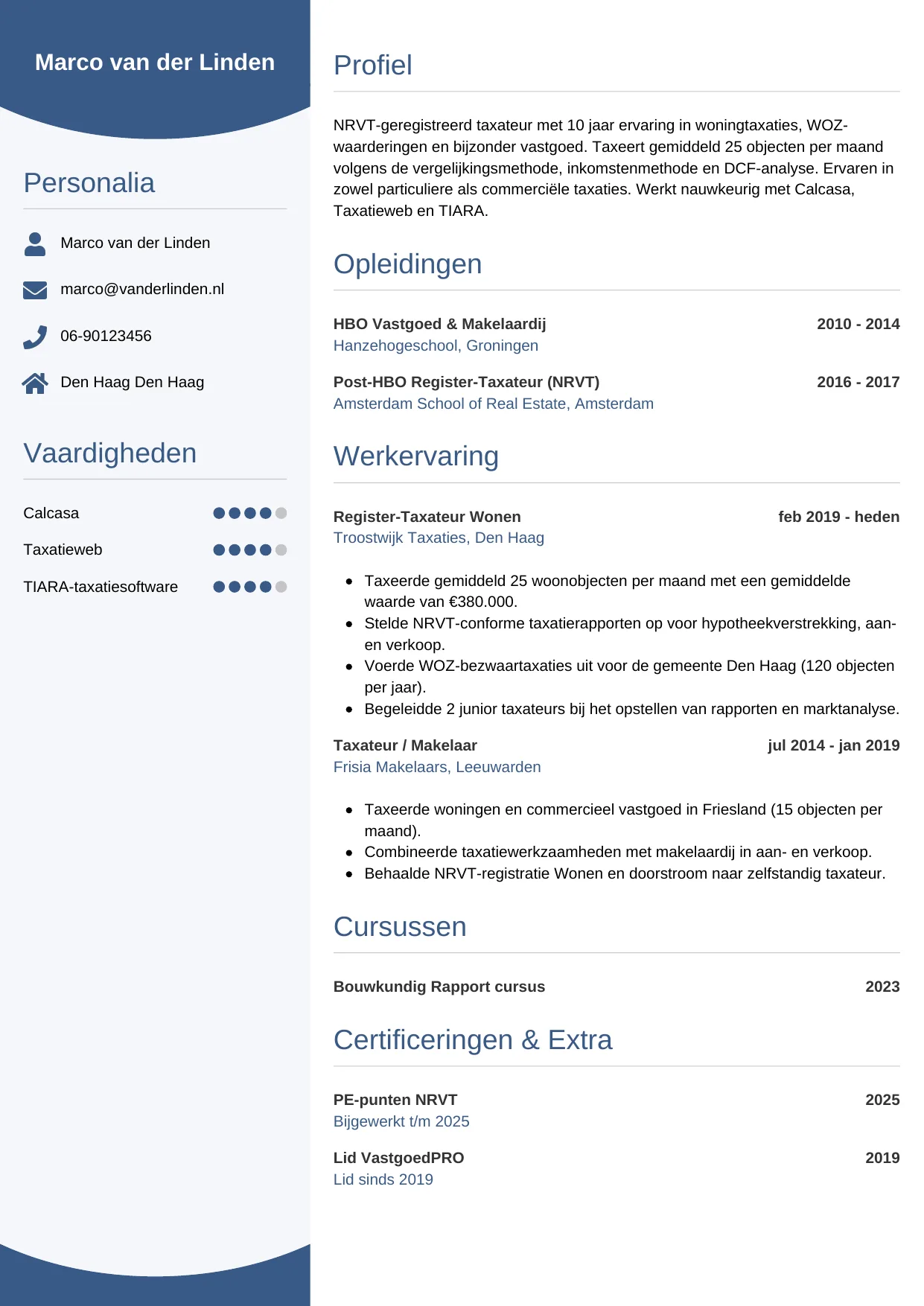 CV Circulair voor taxateur