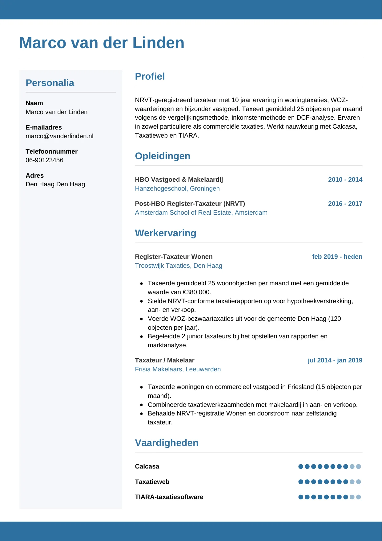 CV Horizontaal voor taxateur