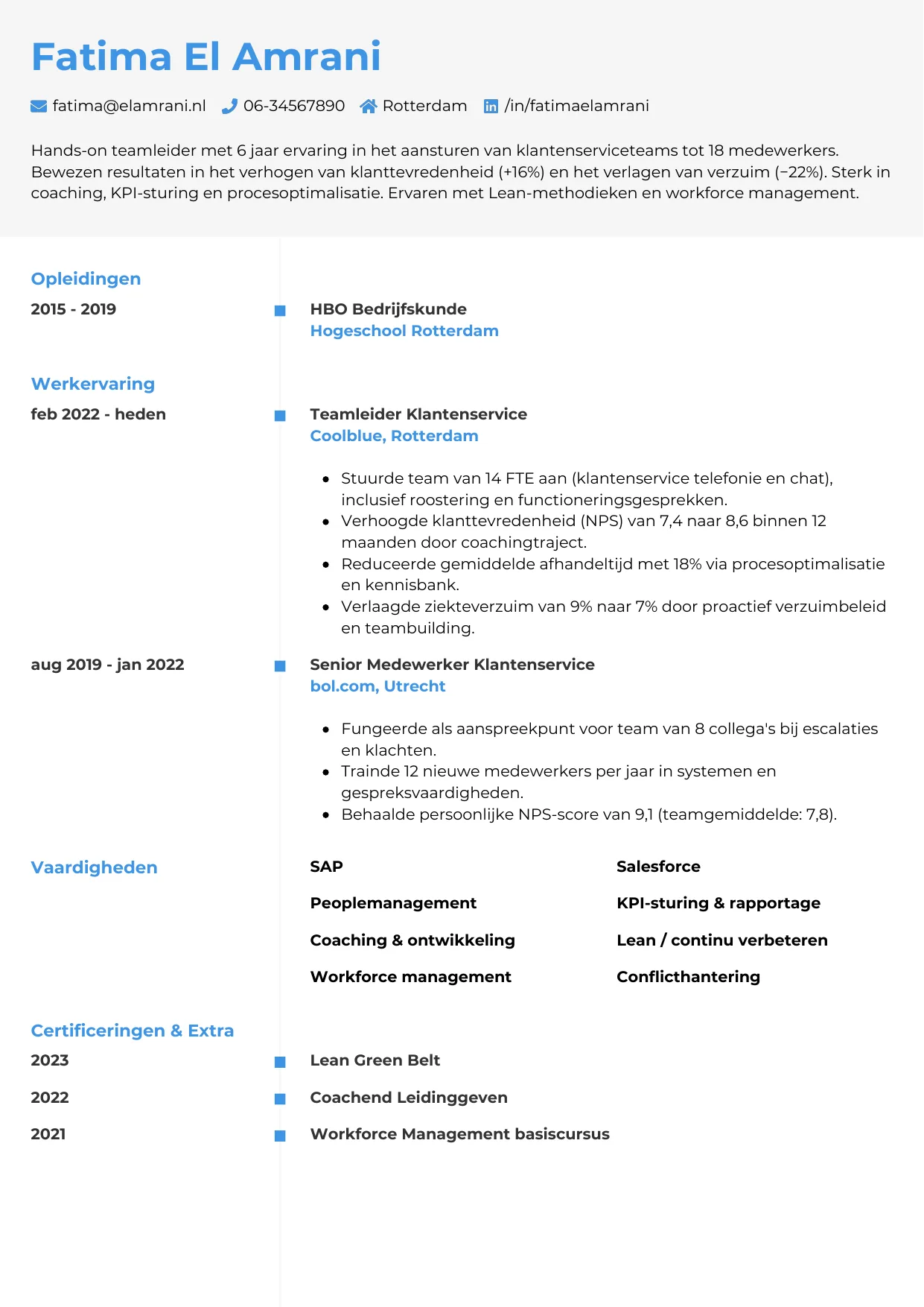 CV Chrono voor teamleider