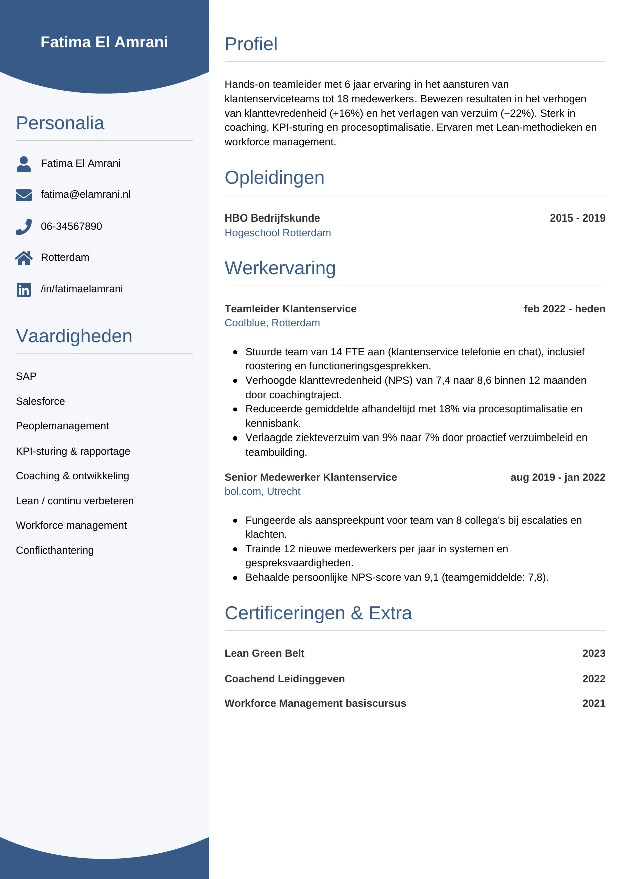 CV Circulair voor teamleider
