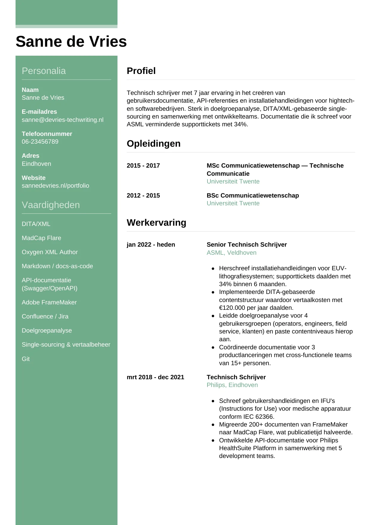 CV Casual voor technisch schrijver