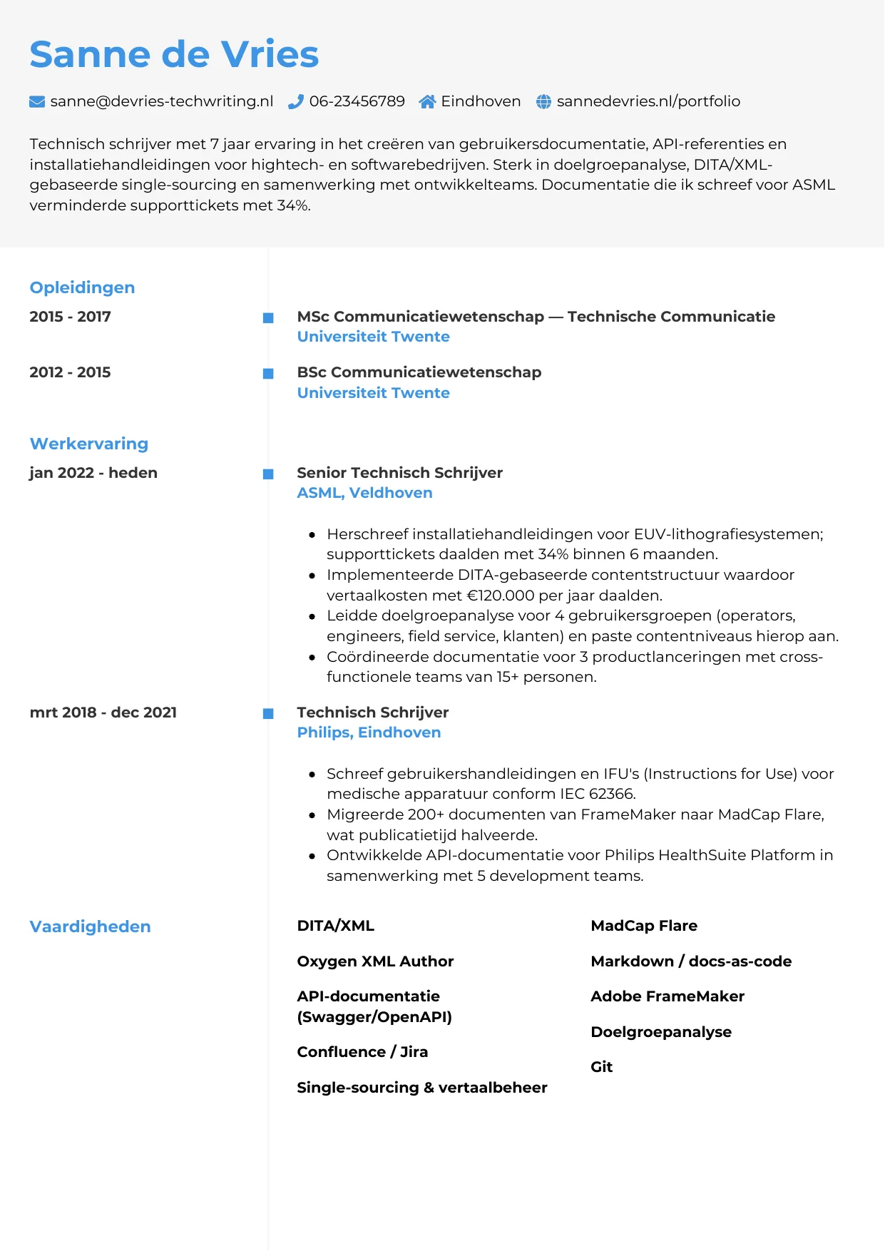 CV Chrono voor technisch schrijver