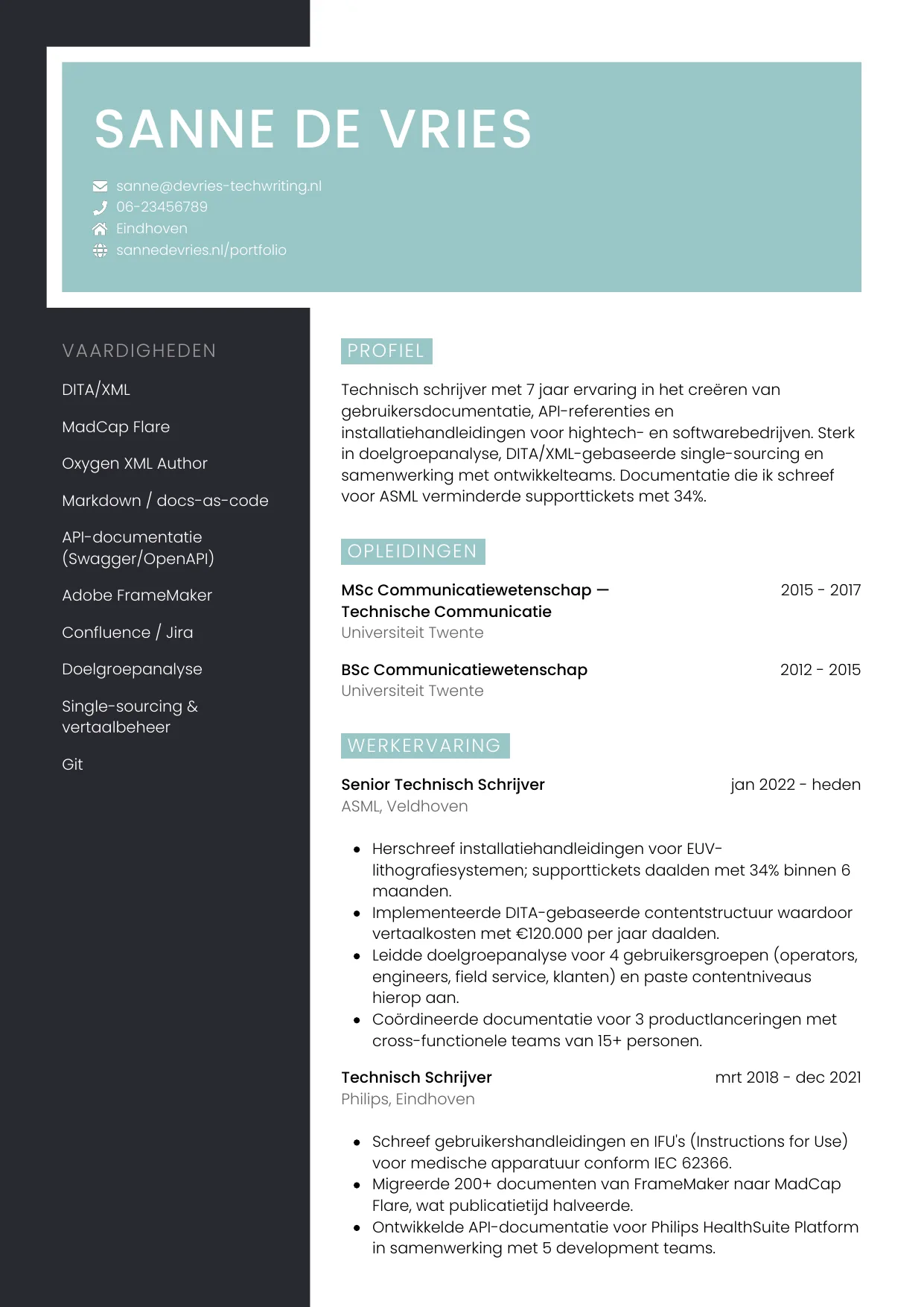 CV Elegant voor technisch schrijver
