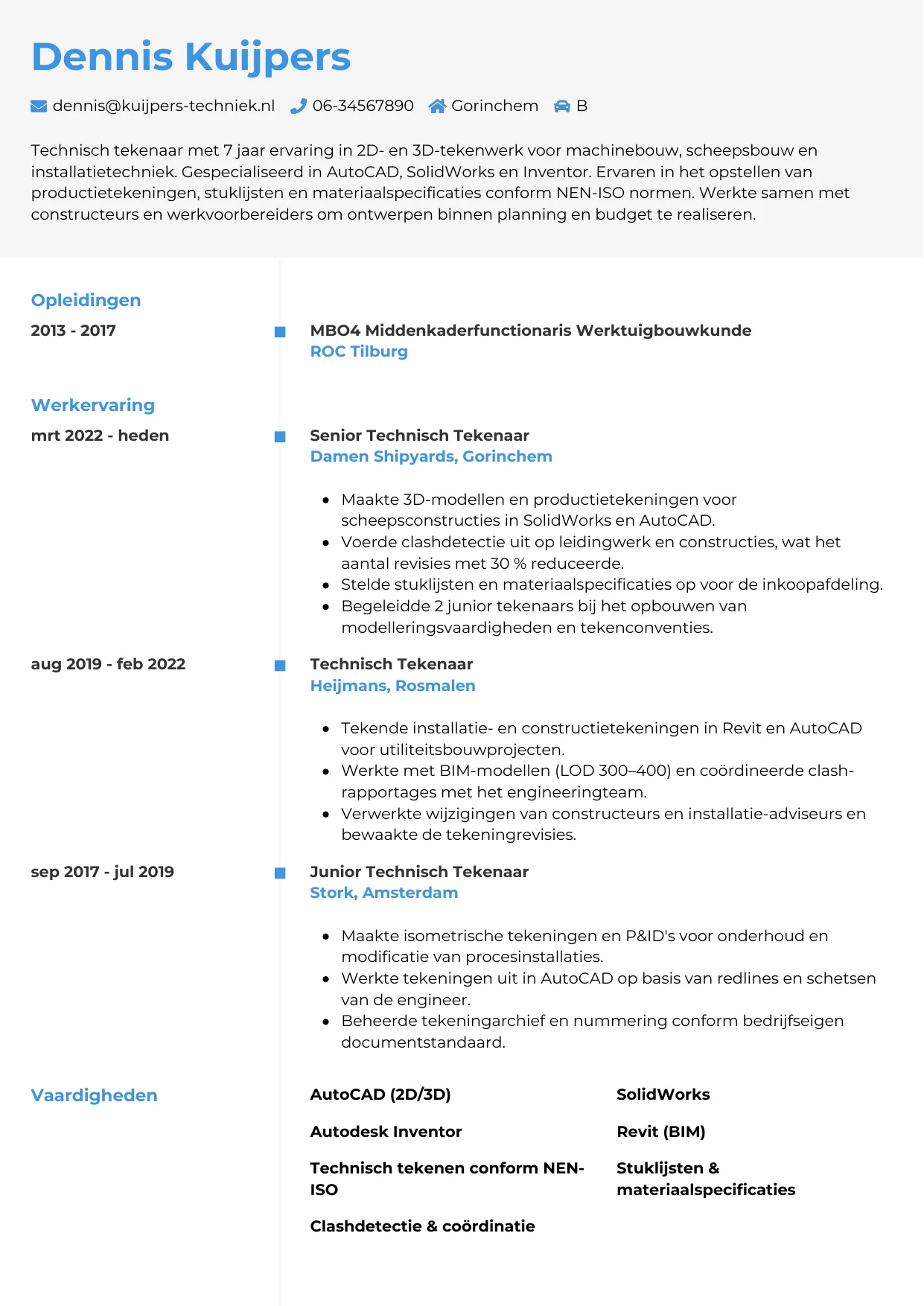 CV Chrono voor technisch tekenaar