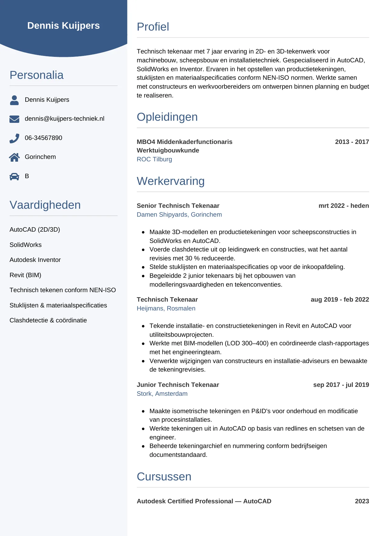 CV Circulair voor technisch tekenaar