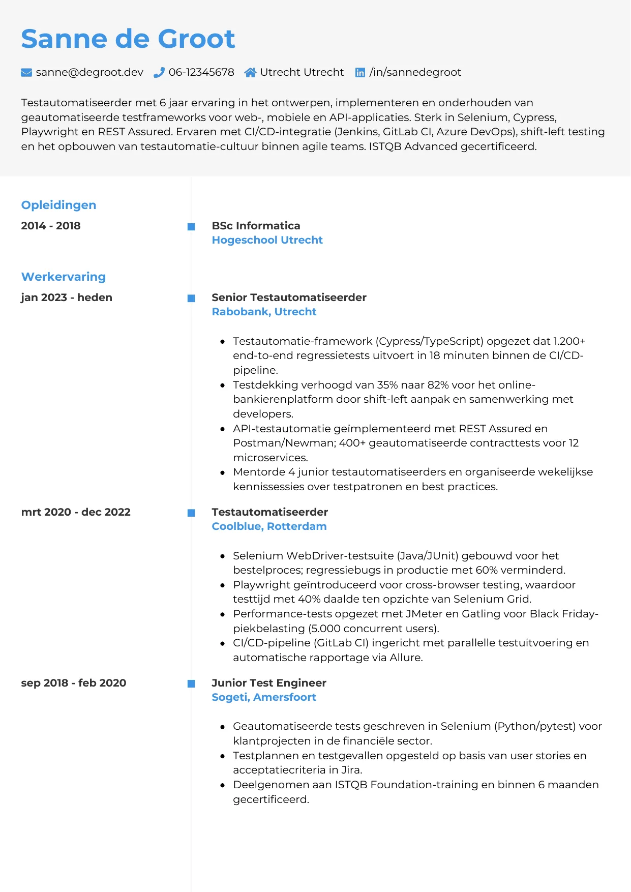 CV Chrono voor testautomatiseerder
