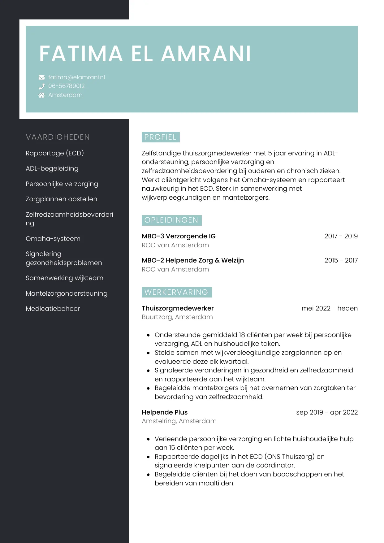 CV Elegant voor thuiszorgmedewerker