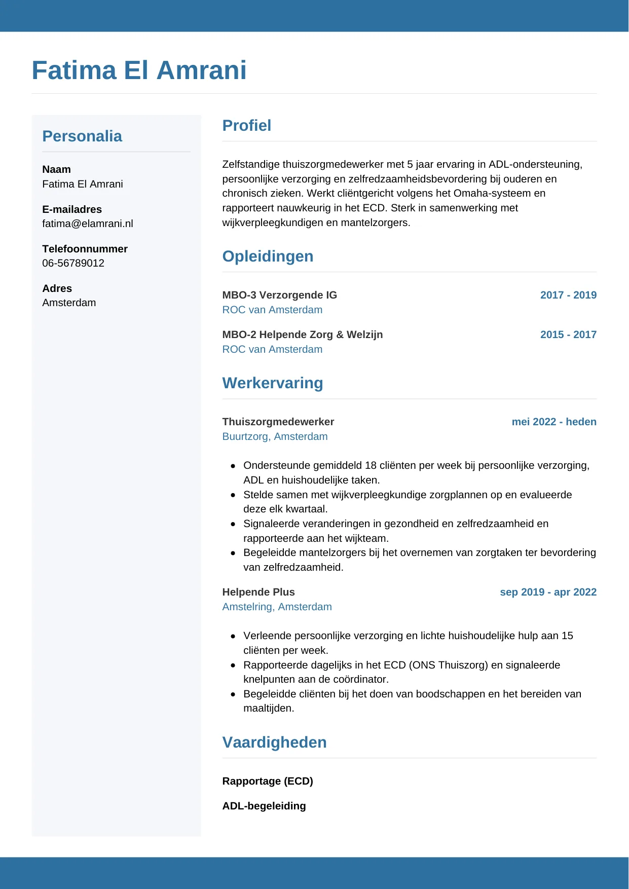 CV Horizontaal voor thuiszorgmedewerker