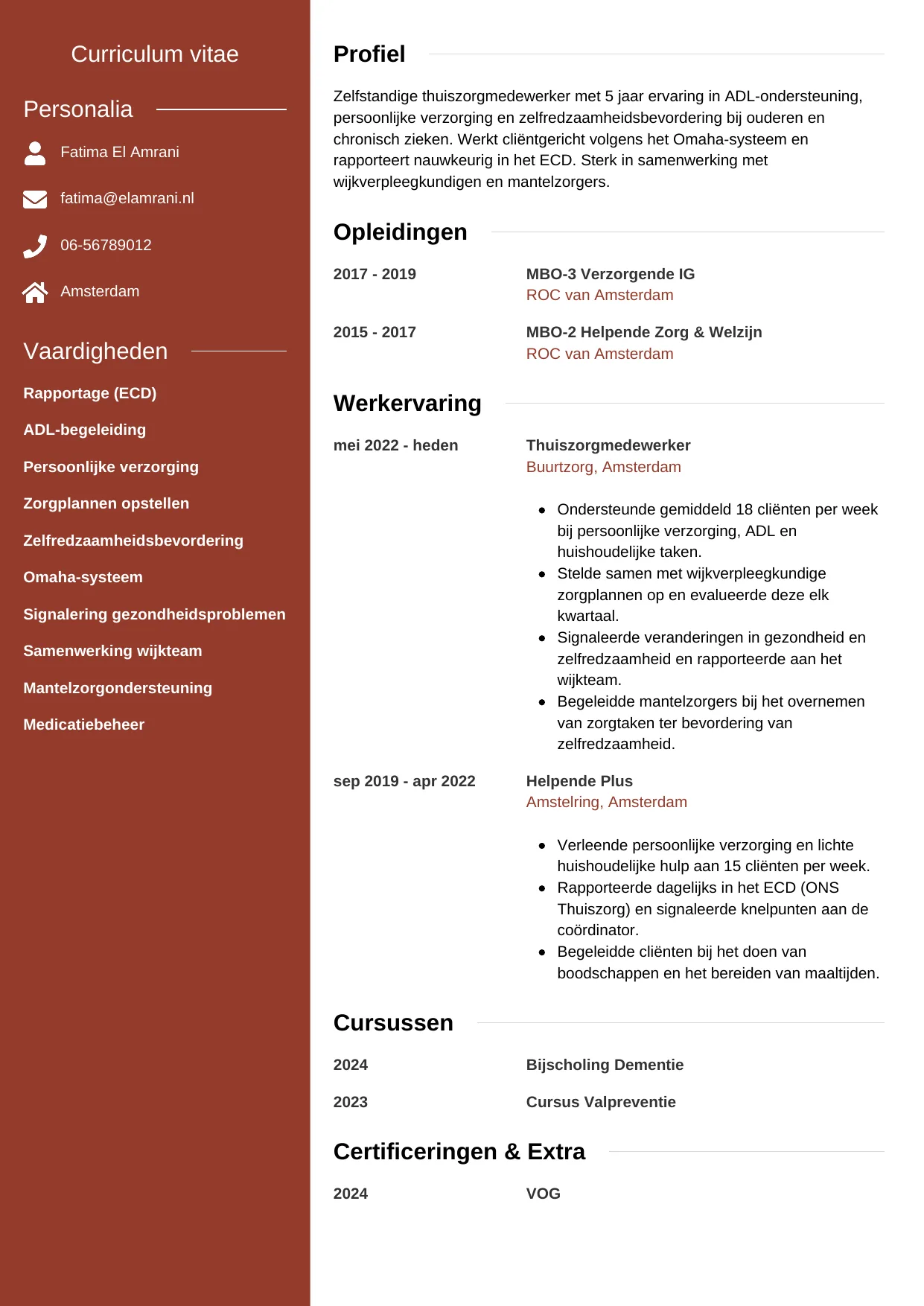 CV Modern voor thuiszorgmedewerker