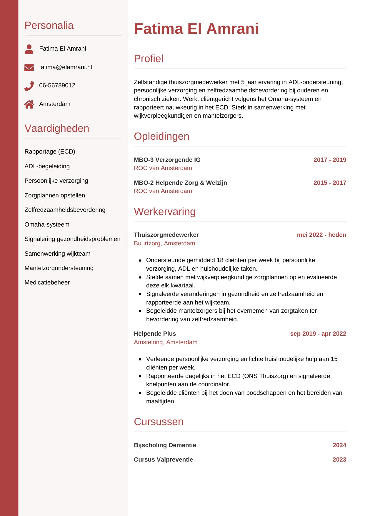 CV Verticaal voor thuiszorgmedewerker