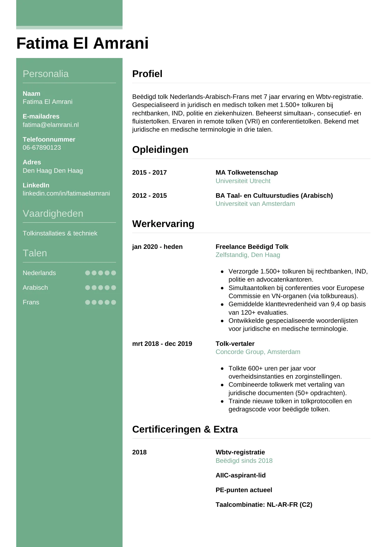 CV Casual voor tolk