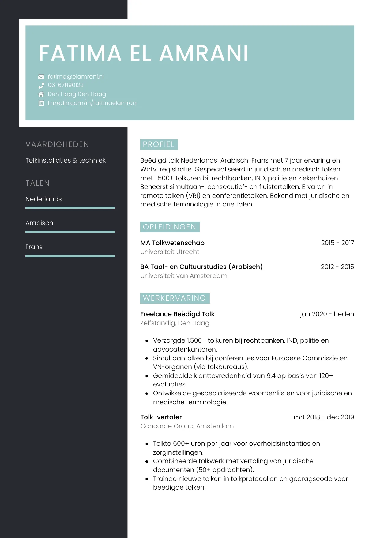 CV Elegant voor tolk