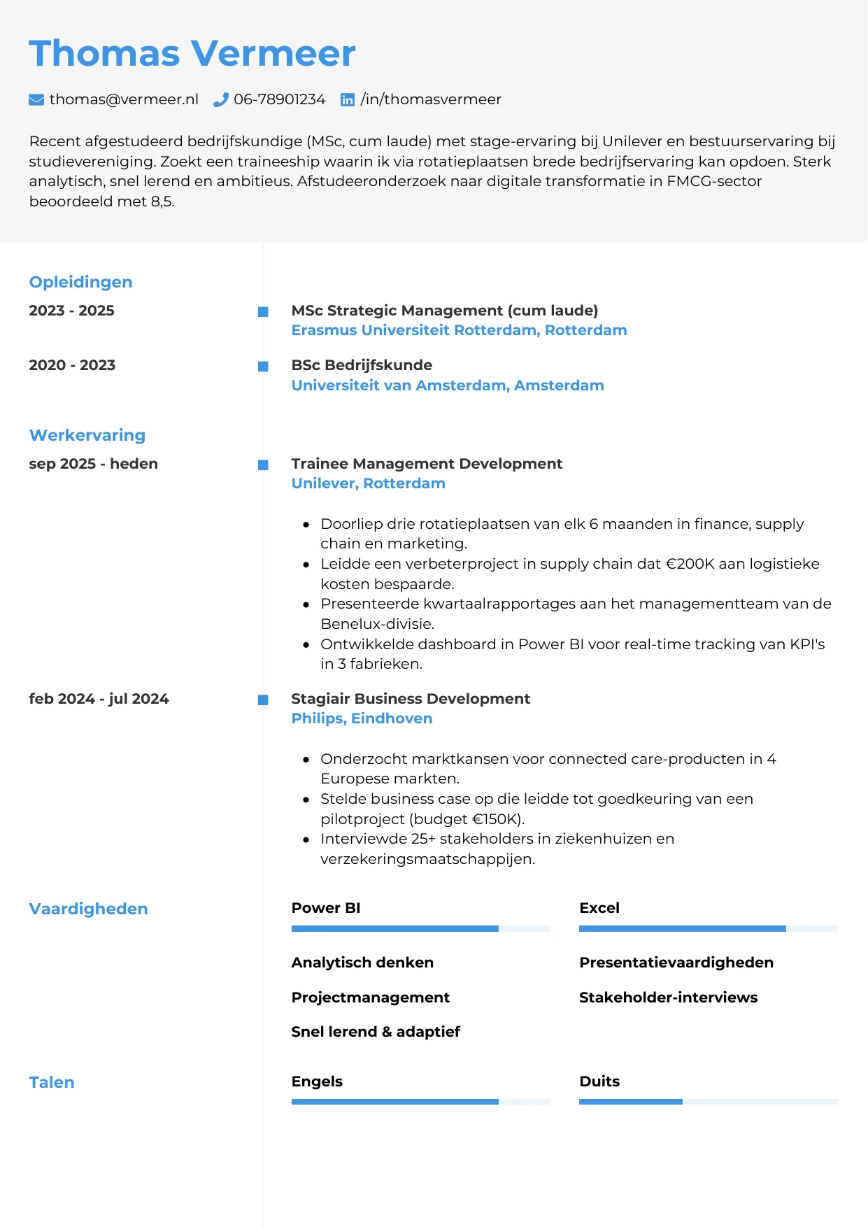 CV Chrono voor trainee
