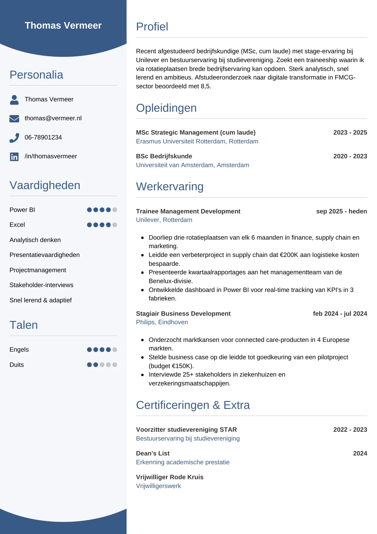 CV Circulair voor trainee