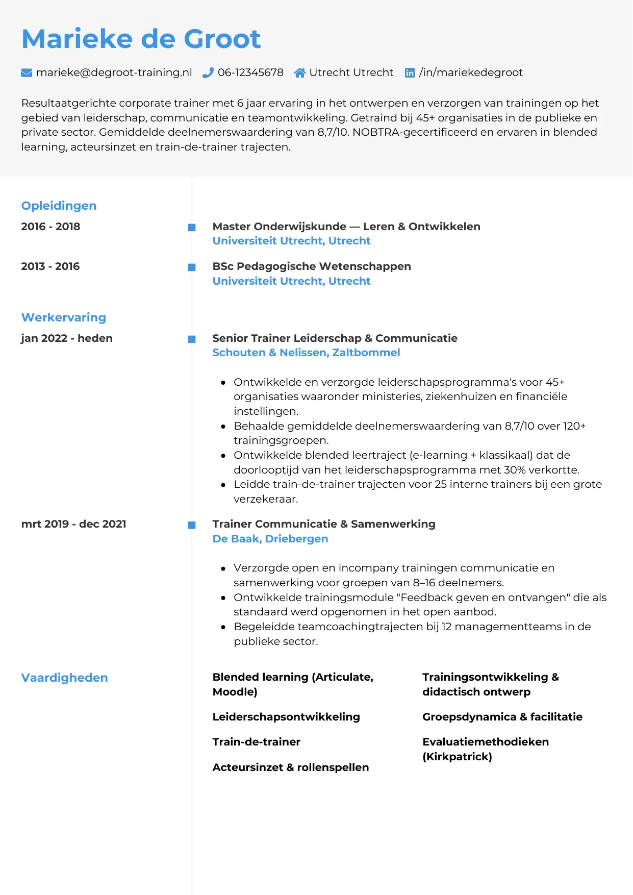 CV Chrono voor trainer