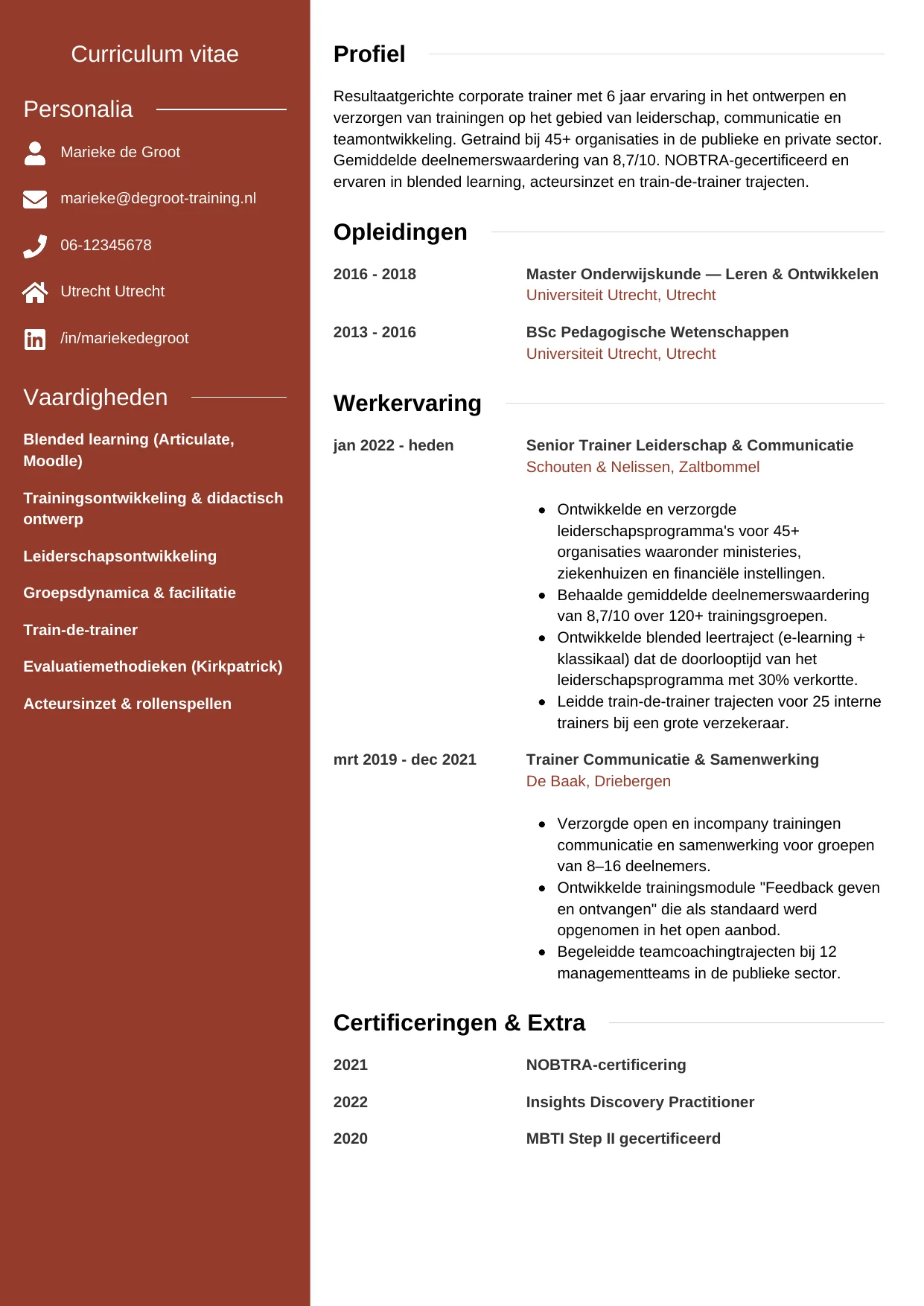 CV Modern voor trainer