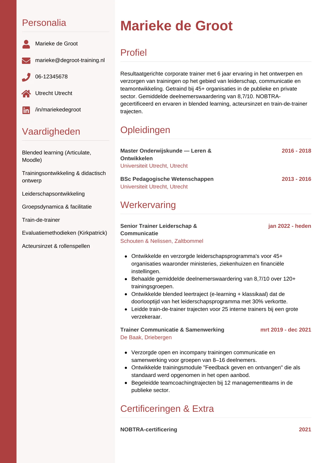 CV Verticaal voor trainer