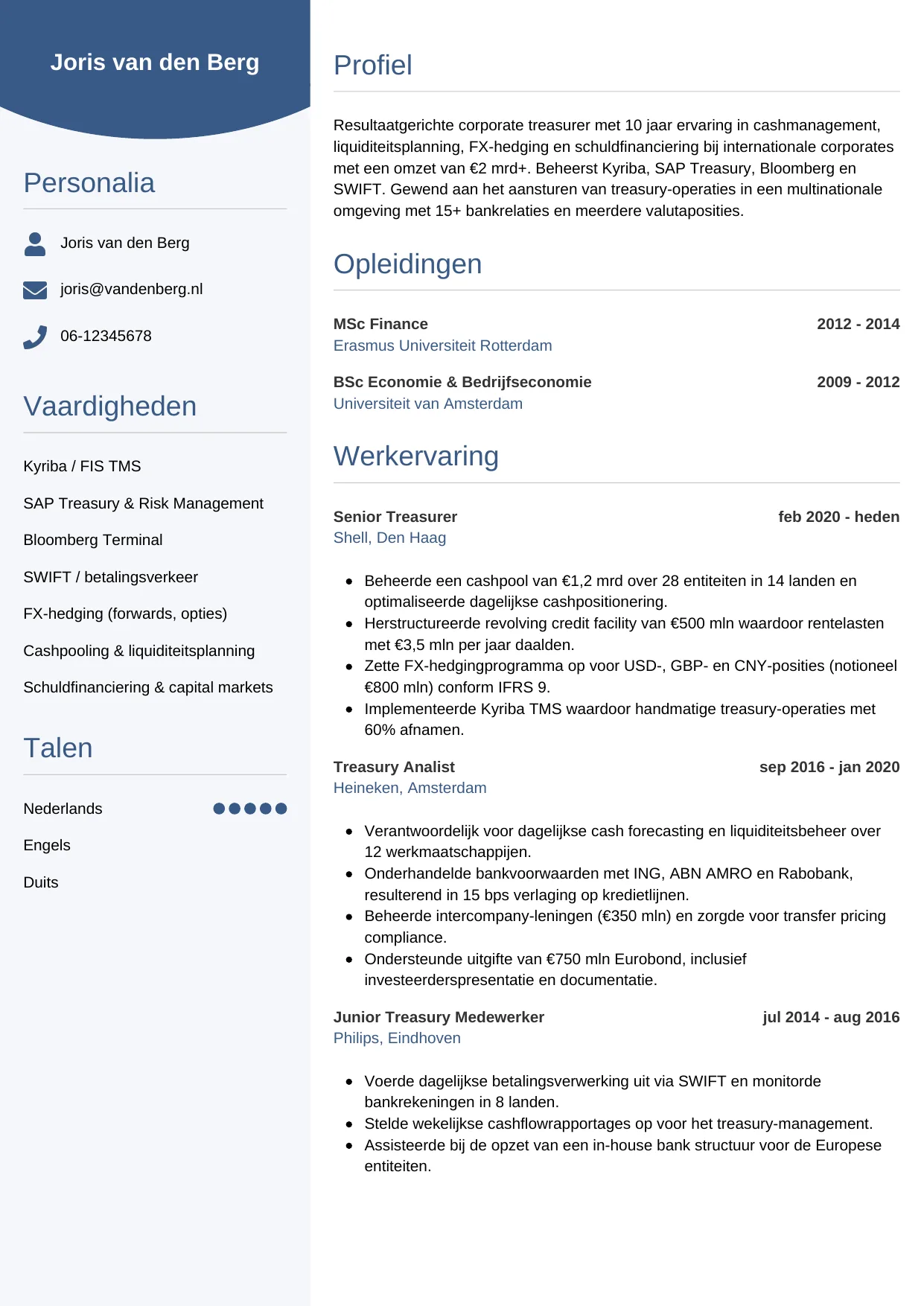 CV Circulair voor treasurer