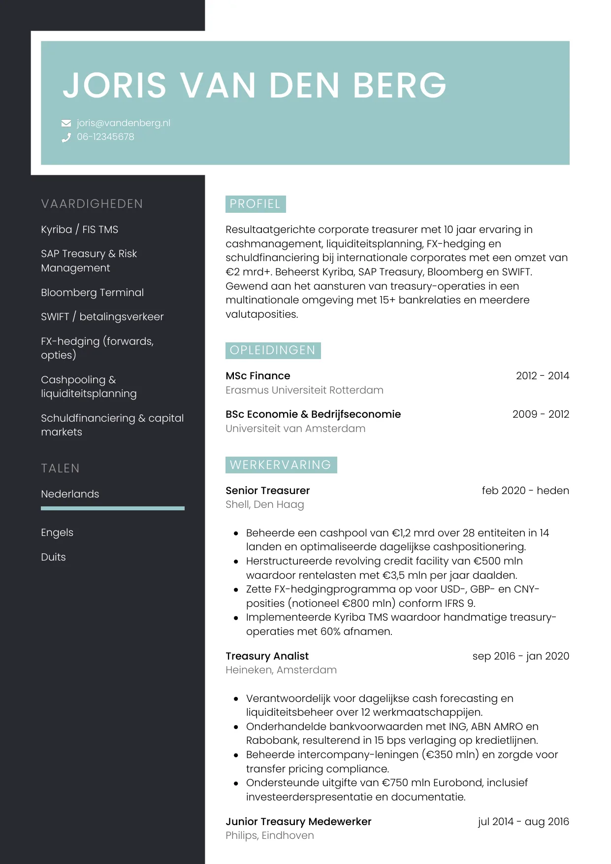 CV Elegant voor treasurer
