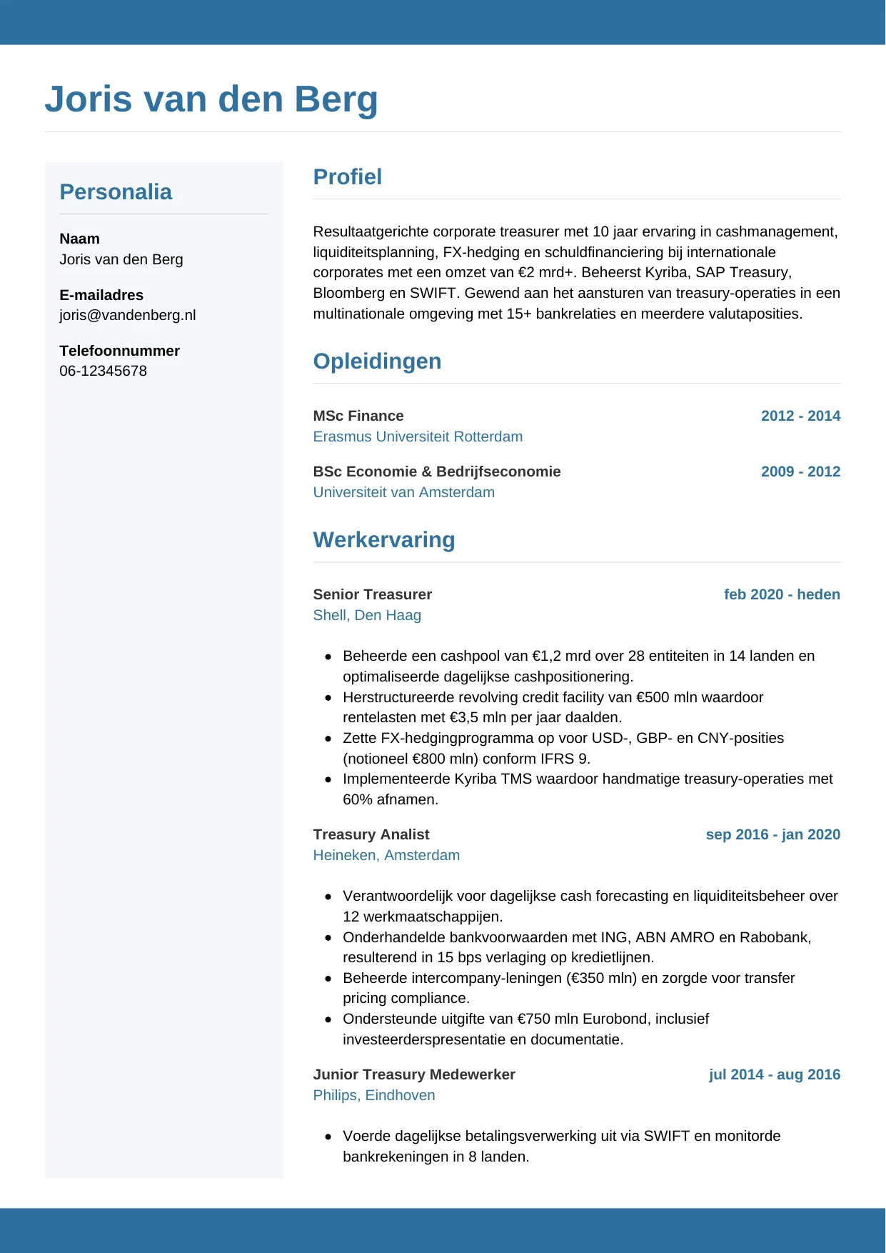 CV Horizontaal voor treasurer