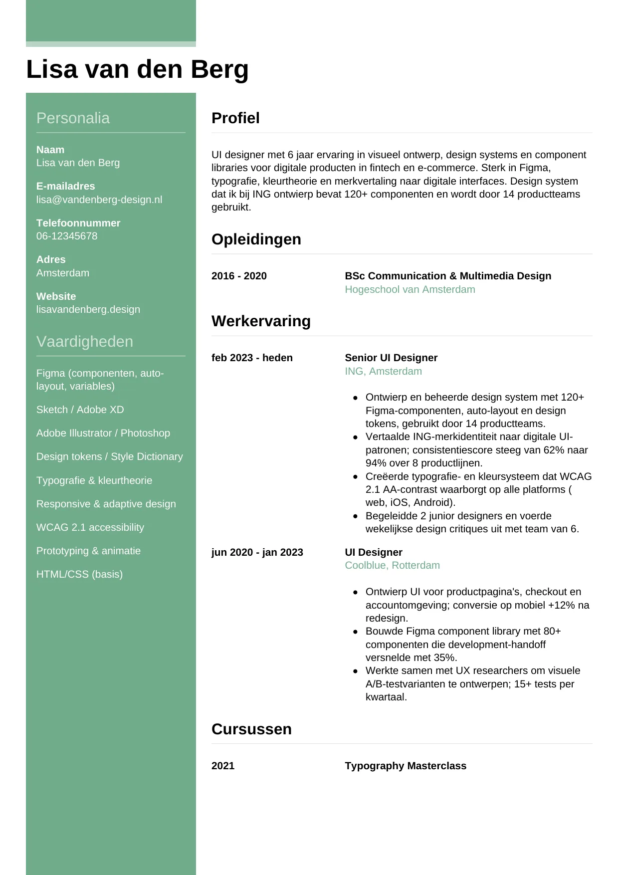CV Casual voor ui designer