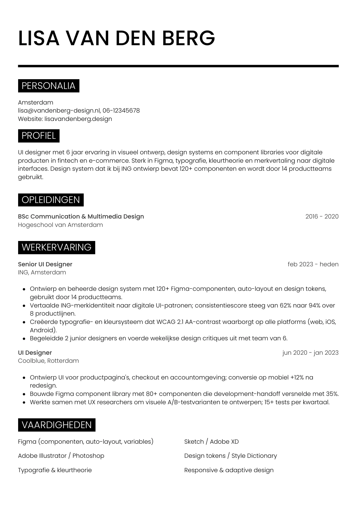 CV Metro voor ui designer
