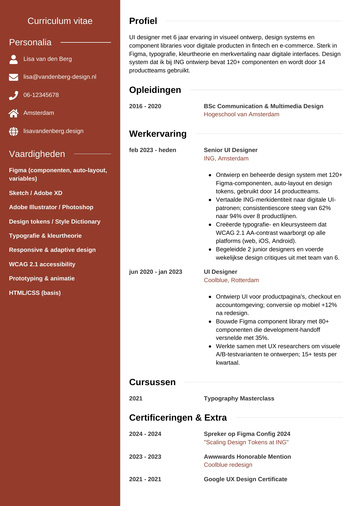 CV Modern voor ui designer