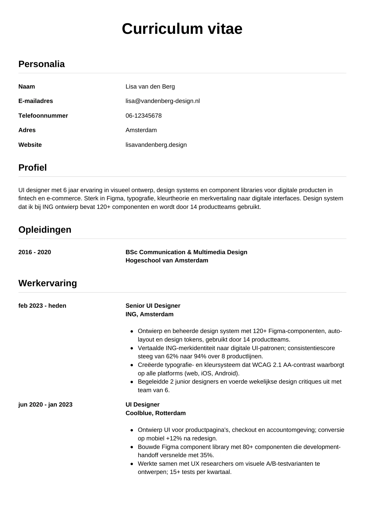 CV Simpel voor ui designer