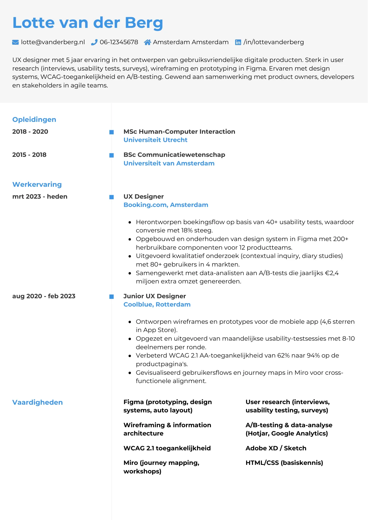CV Chrono voor ux designer