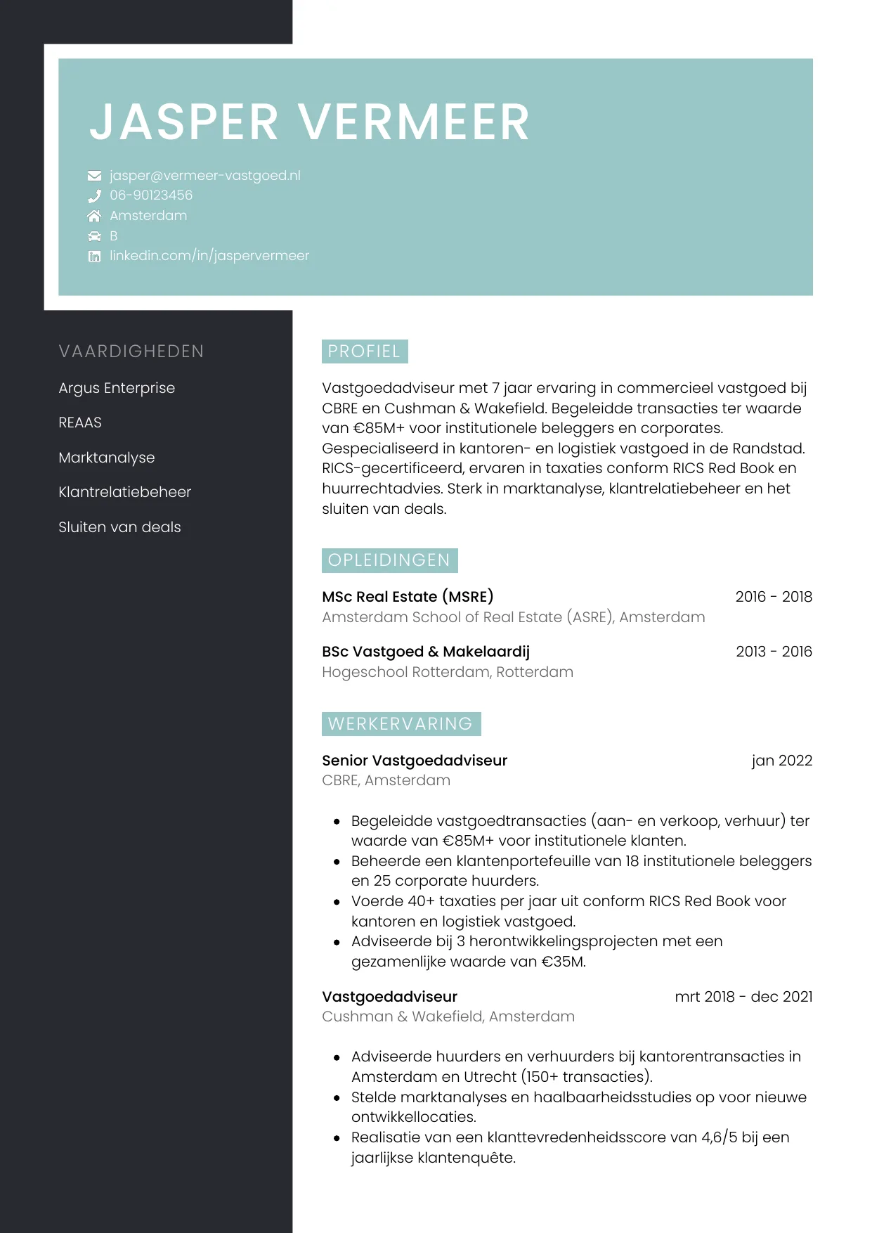CV Elegant voor vastgoedadviseur
