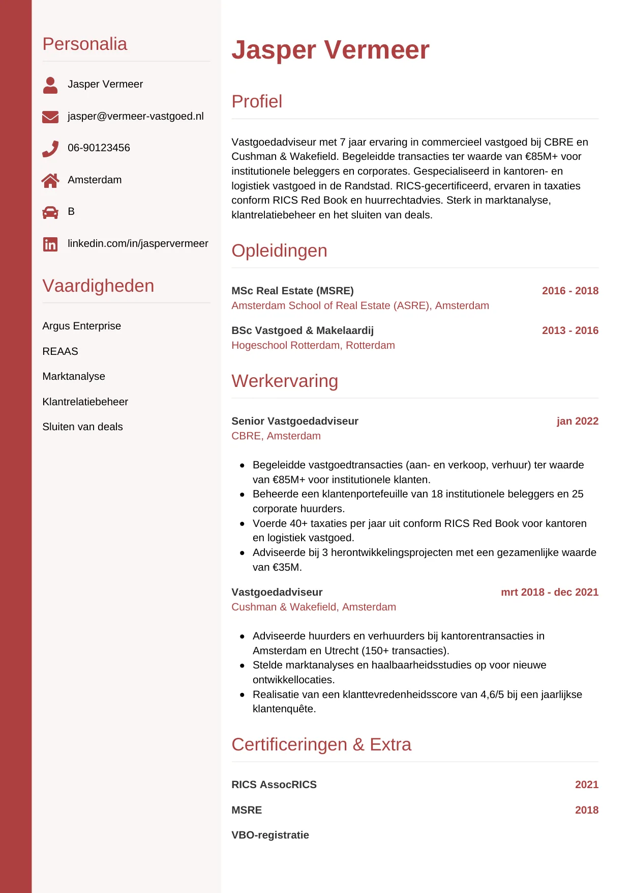 CV Verticaal voor vastgoedadviseur