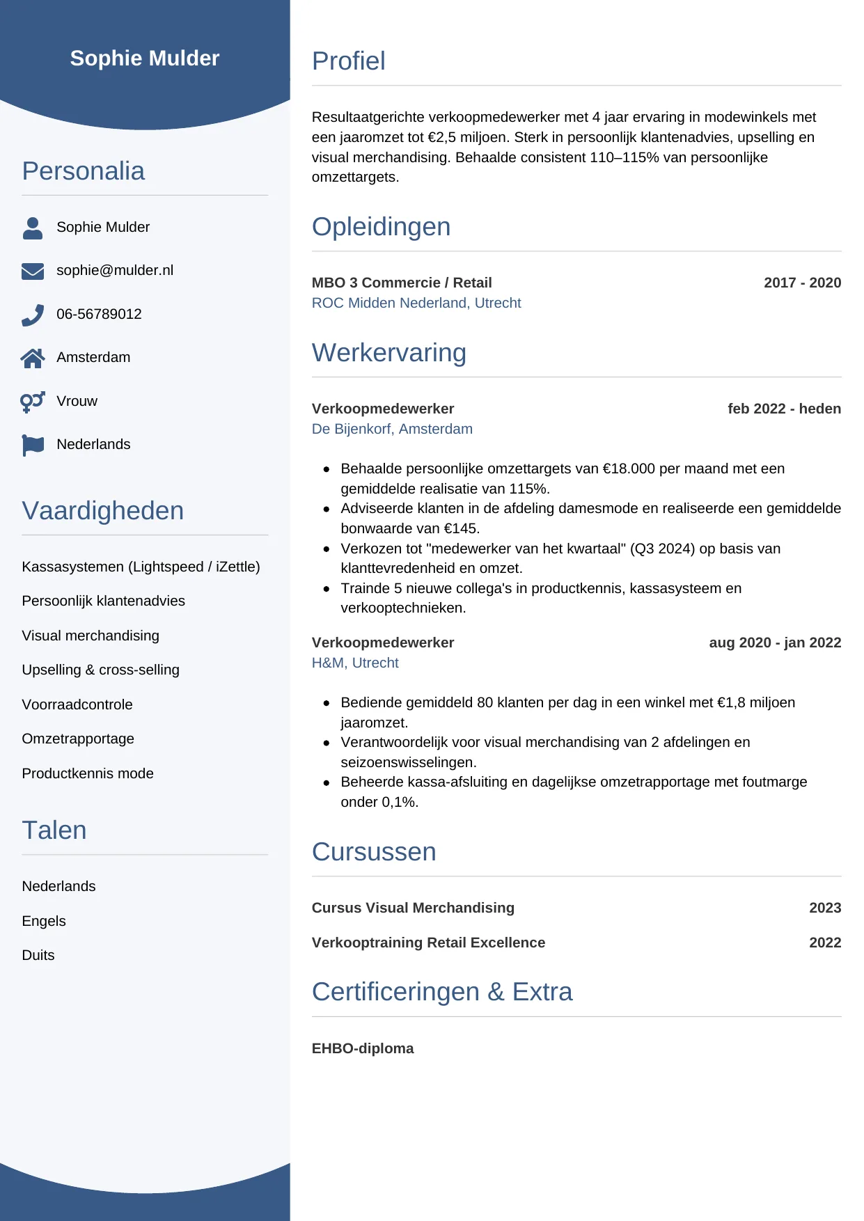 CV Circulair voor verkoopmedewerker