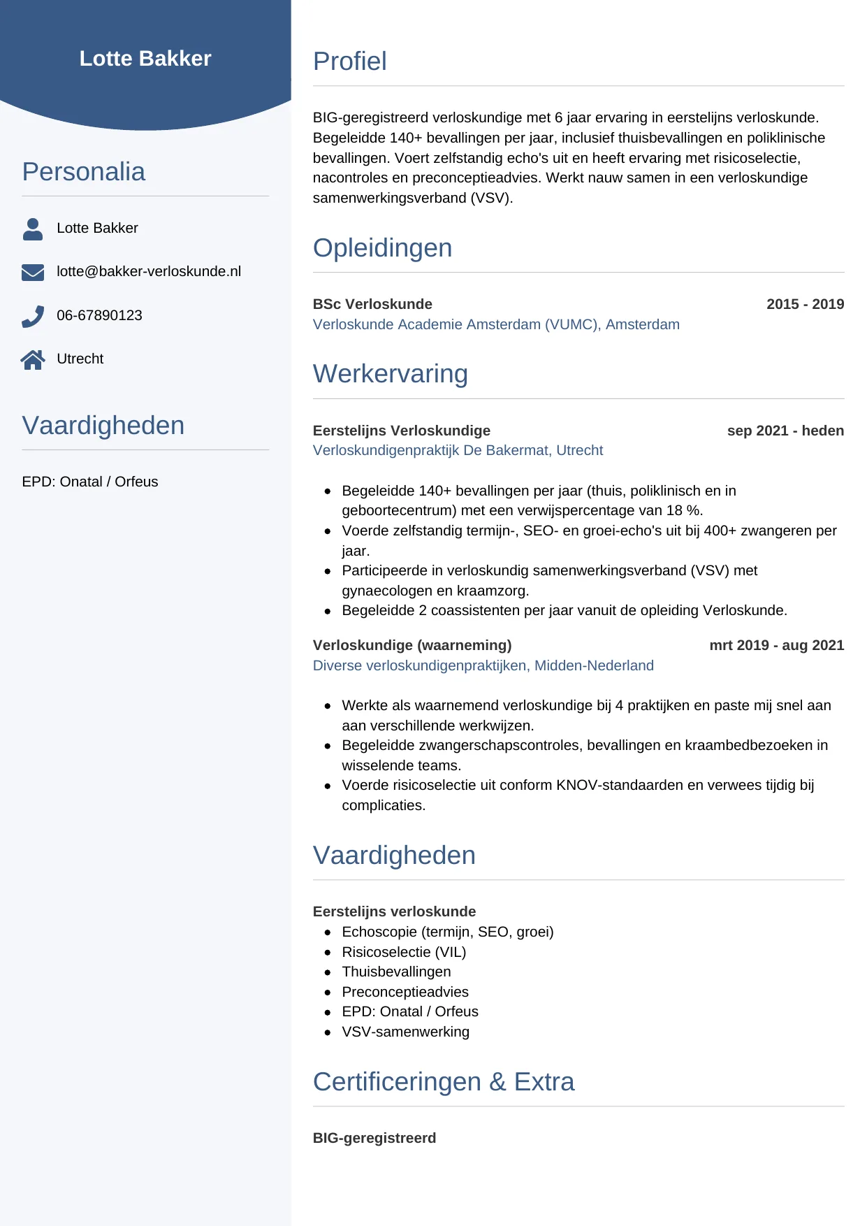 CV Circulair voor verloskundige