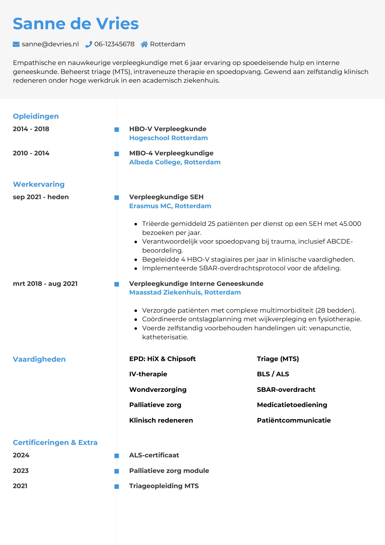 CV Chrono voor verpleegkundige
