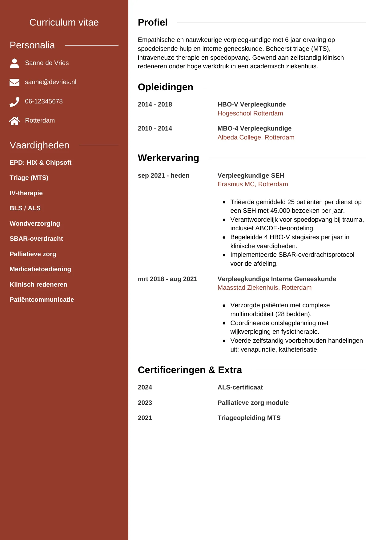 CV Modern voor verpleegkundige
