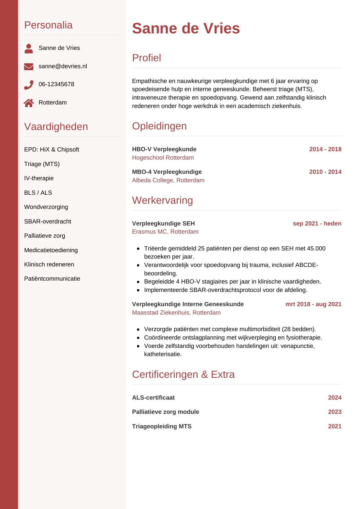CV Verticaal voor verpleegkundige