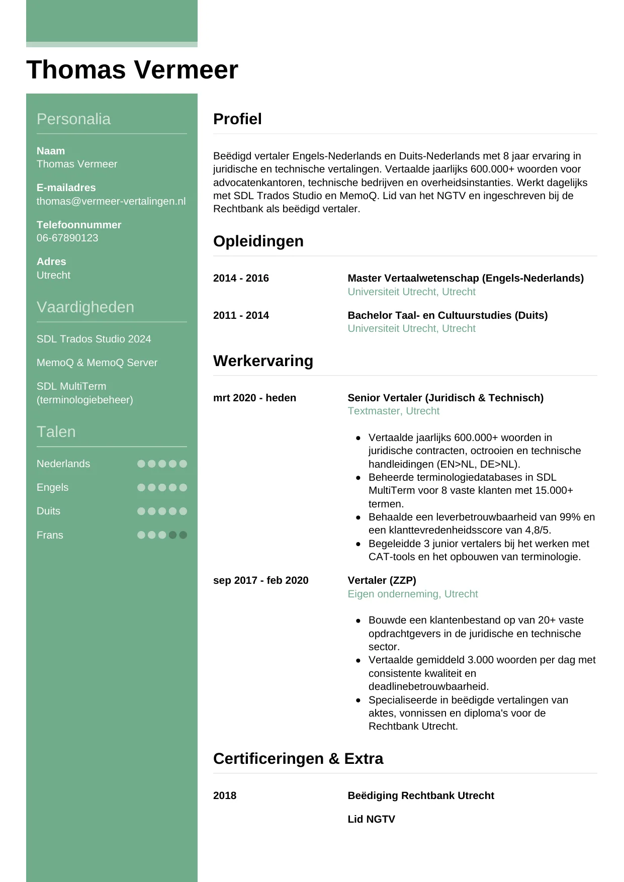 CV Casual voor vertaler