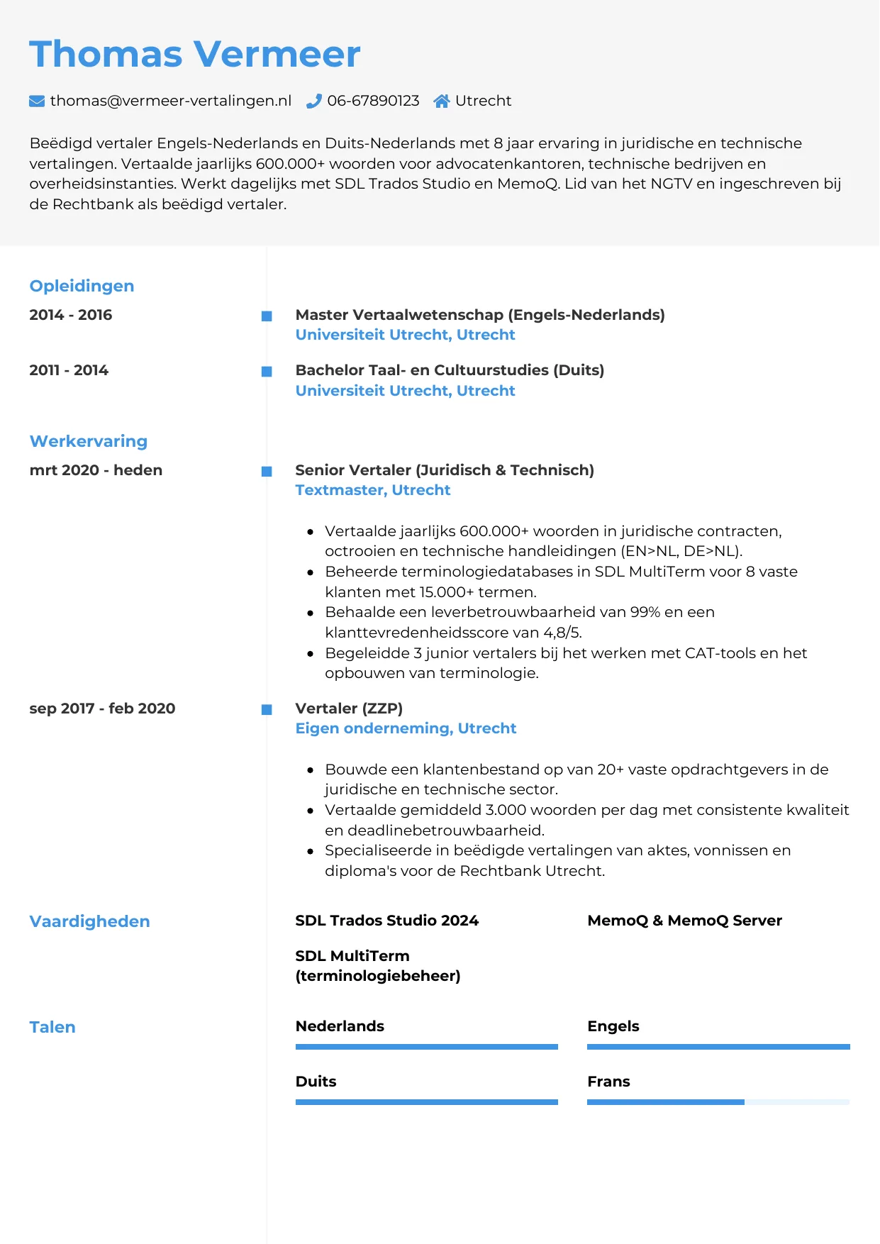 CV Chrono voor vertaler