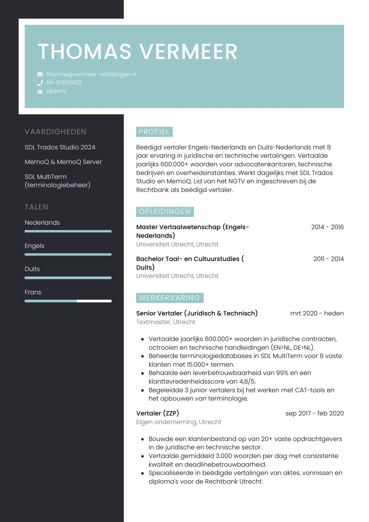 CV Elegant voor vertaler