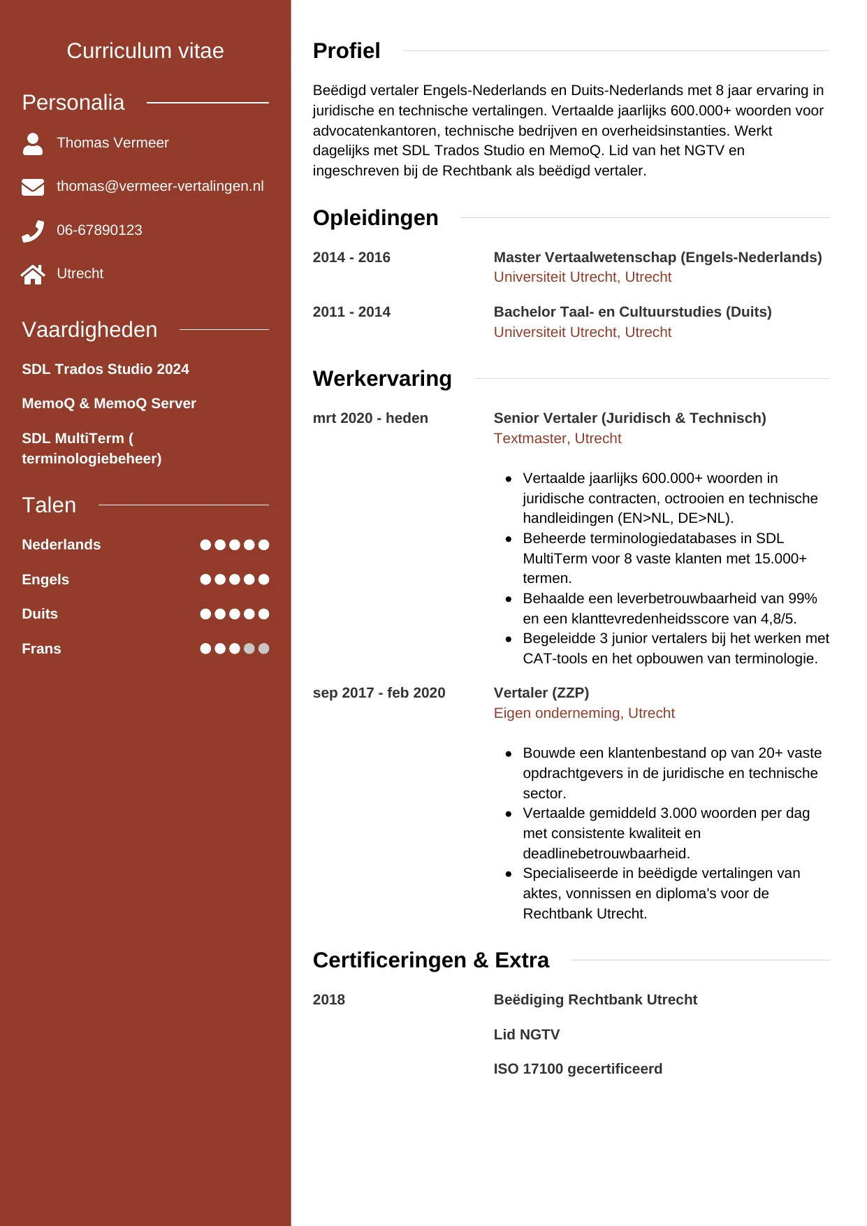 CV Modern voor vertaler