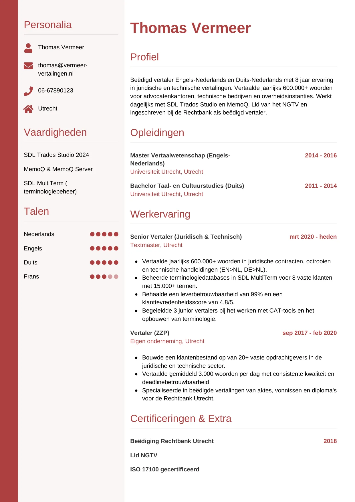 CV Verticaal voor vertaler