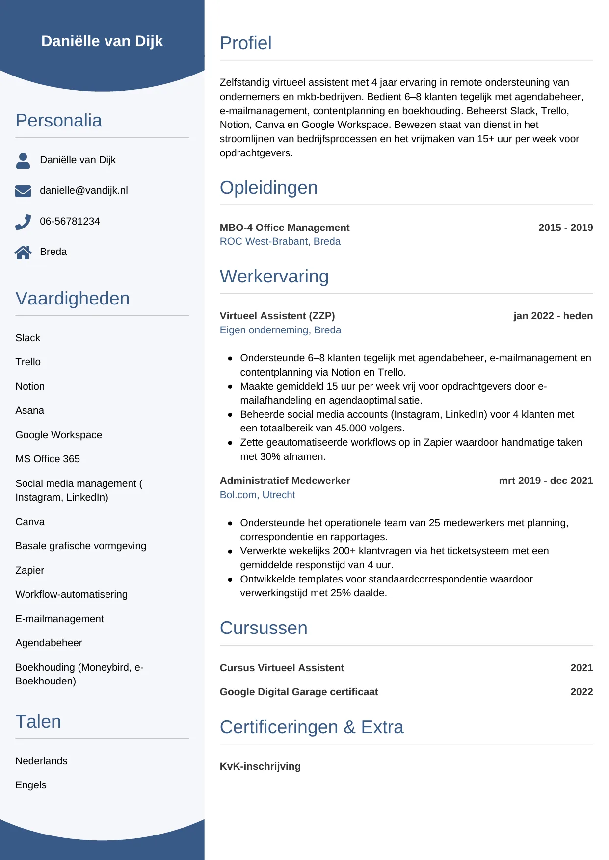 CV Circulair voor virtueel assistent
