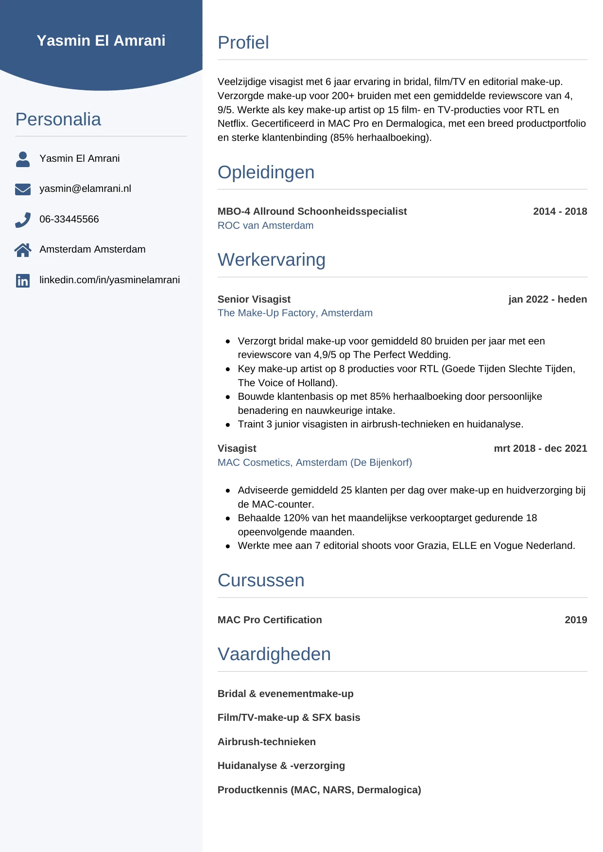 CV Circulair voor visagist