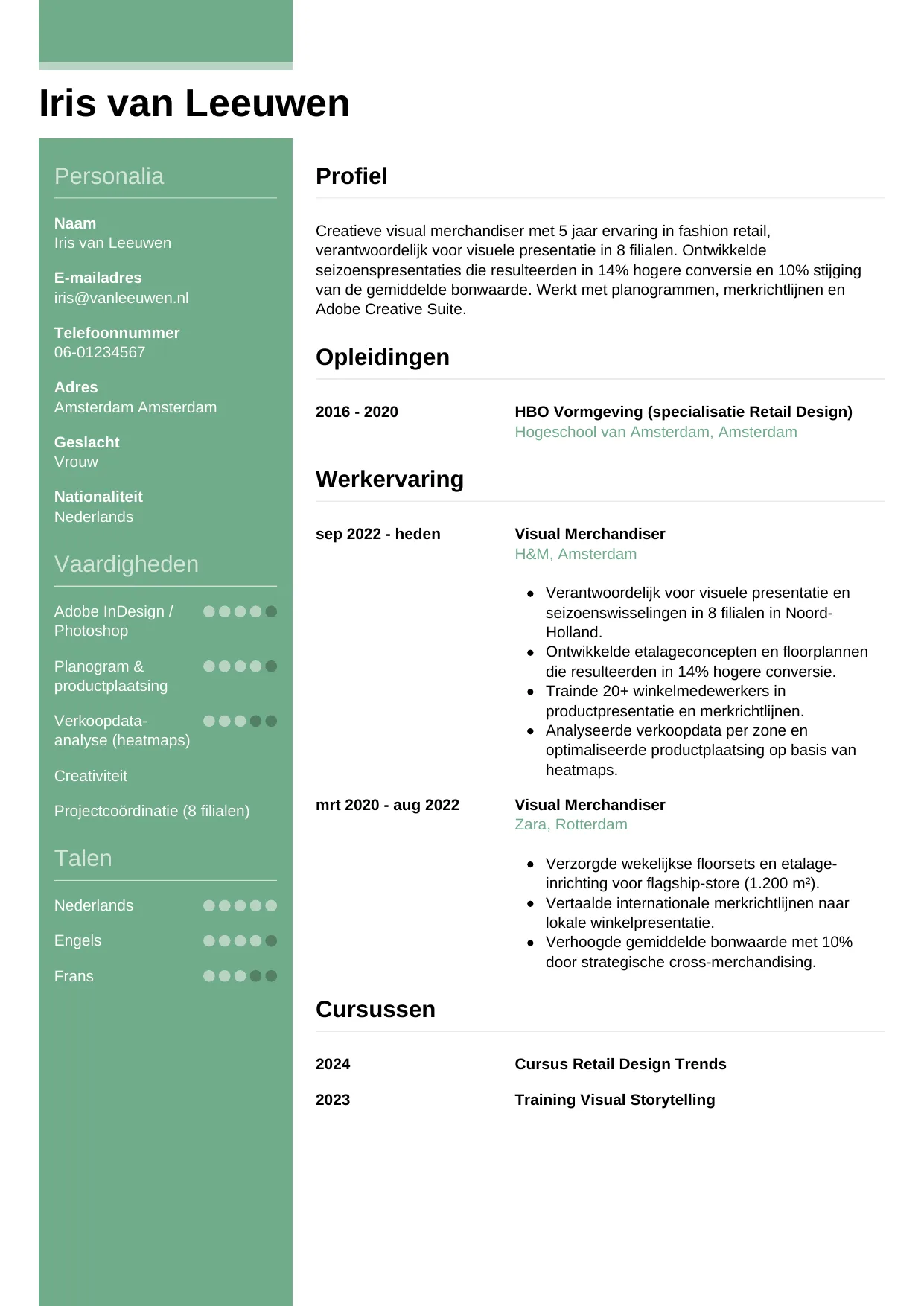 CV Casual voor visual merchandiser